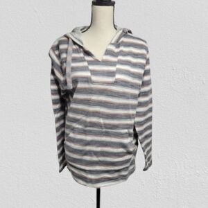 Free planet Mens cotton/polyester hooded pullover striped sweatshirt, size L